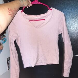 PRIMARK xs Baby Pink V NECK long sleeve top